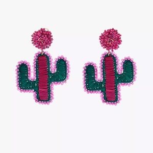 ZARA RAFFIA GLITTER CACTUS EARRINGS NWT